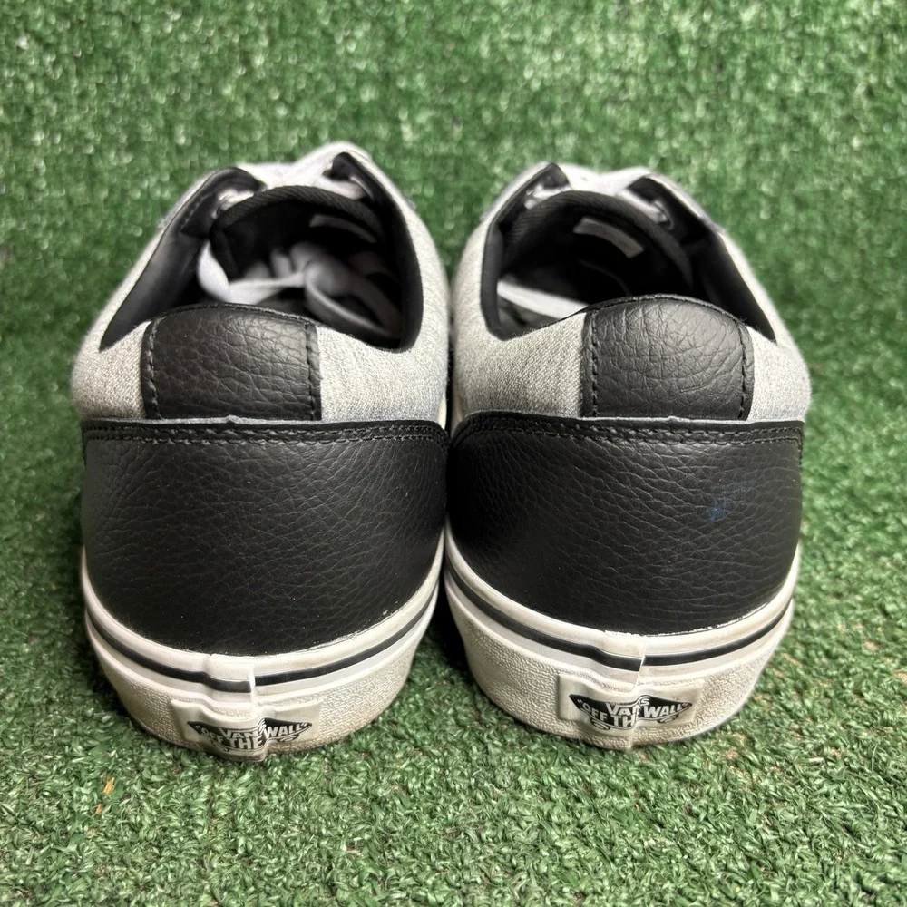Vans Ward Low Leather Canvas Skater Streetwear Sneaker Black Grey Mens Size 12.0